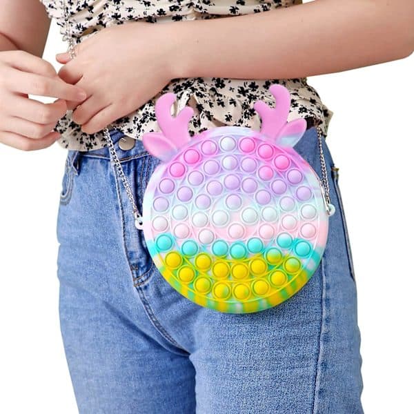 Pop It Fidget Väska - Leksak / Sensorisk - Axelväska MultiColor Ljus Regnbåge