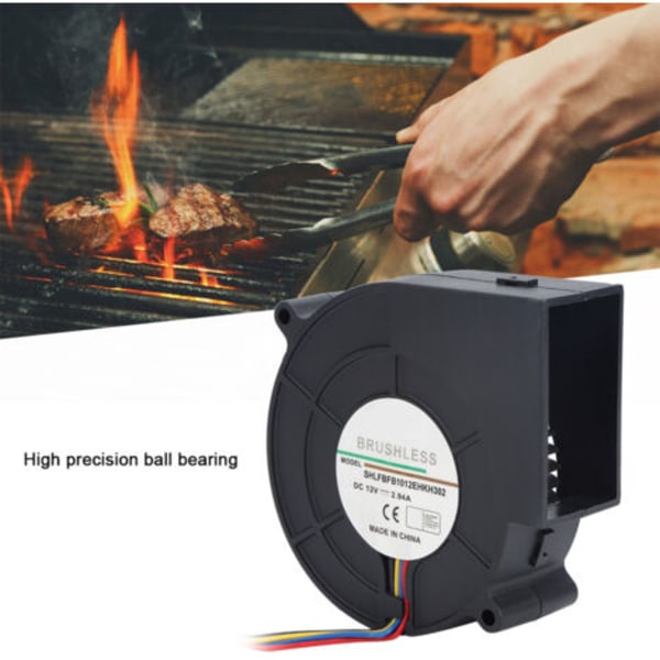 DC Turbin Luftfläkt Blåsare för Picknick Camping Värmeutrustning Barbecue 12V 2.94A.pa