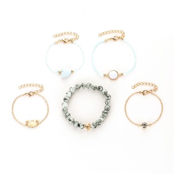 5 stk Fashionable perler Længde justerbart armbånd Charmerende kvinder piger legeret smykker