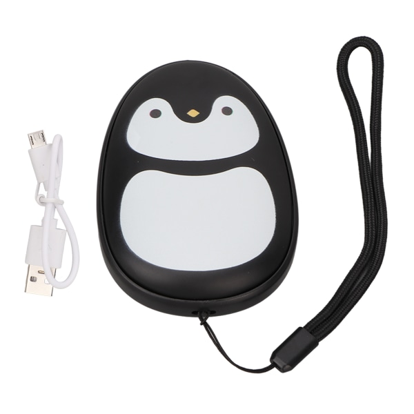 2 i 1 håndvarmer Power Bank Black Penguin Shape 3 Temperaturjustering USB-lading Tosidig oppvarming Håndvarmer