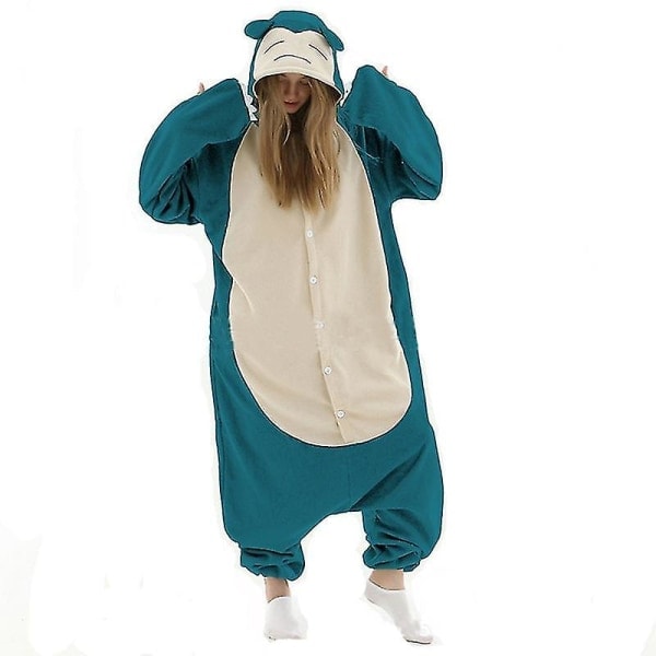 Aikuisen Onesie-Pyjamat, Eläin Kigurumi Onesie Miehille ja Naisille Kokopuku Pyjama Cartoon Snorlax Pyjama Cosplay Puku L