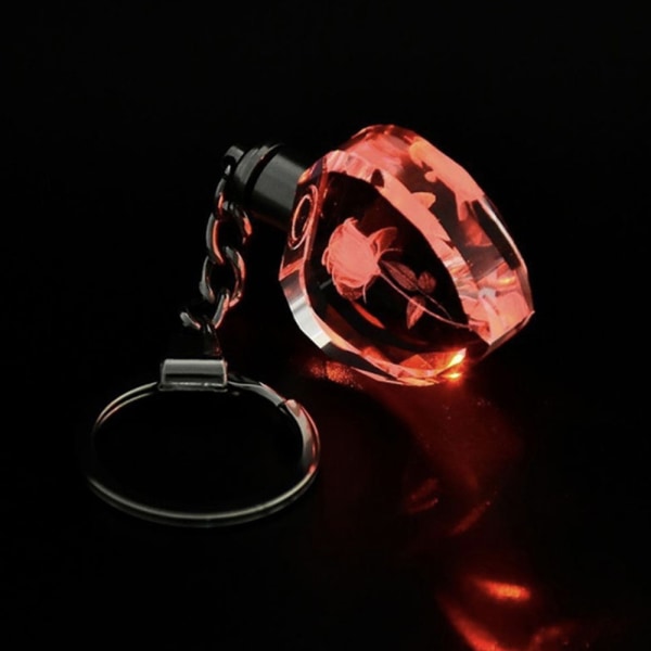 Krystallnøkkelring Innovativ utsøkt lysende fint utformet hjerteformet krystallnøkkelring for kvinner til gaver blått lys
