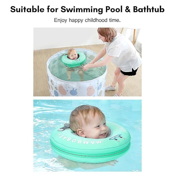 Mambobaby B510 Icke-uppblåsbar babyflytring för nacke, huvud, flytande simring, leksaker, simtränare för bl blå Medium Size för 0-6 månader