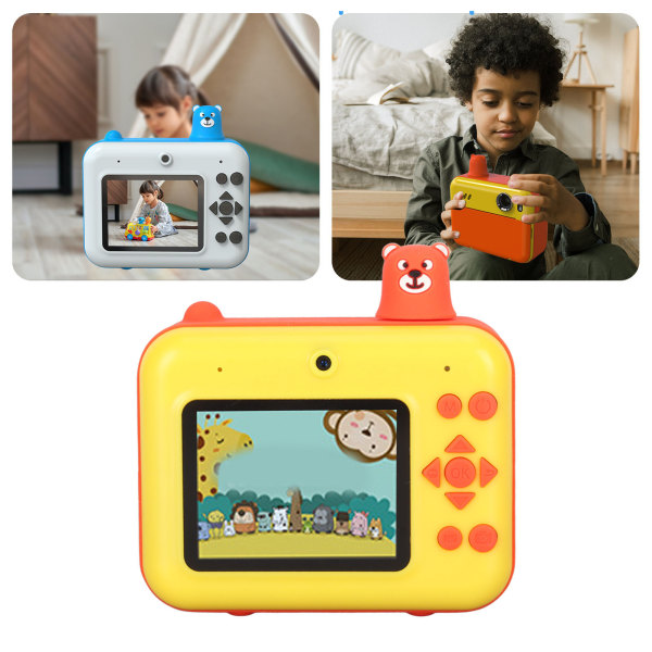Kids Instant Camera 1080P 2,4 tommers skjerm Dobbel linse 40MP Barneselfie-kamera Lekevideokamera for småbarnsjente Gul
