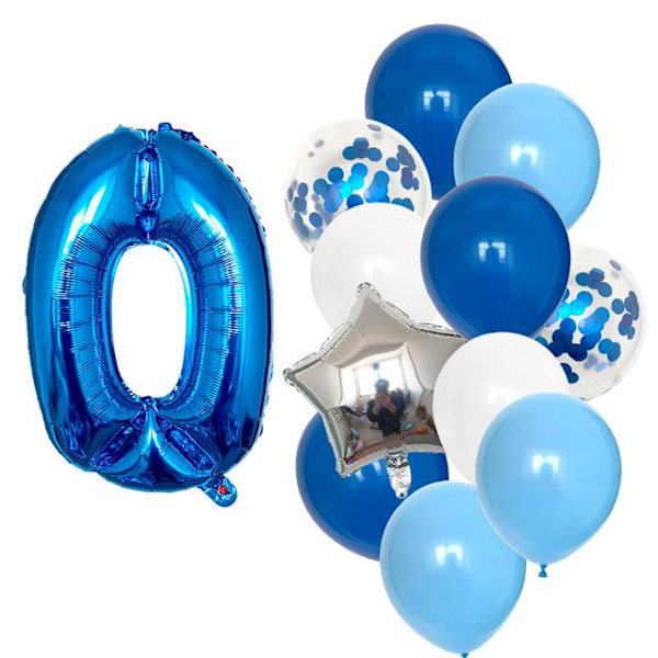 12 stk. Drengefødselsdag Balloner med 32 tommer Blå Nummer Ballon Fødselsdagsfest Dekoration Børn Anniversaires 1/2/3/5/6/8/9 År Gammel Blue 4