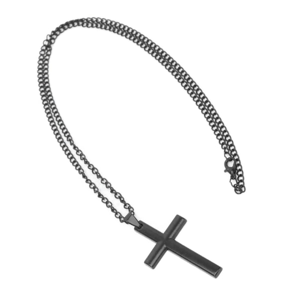 Unisex Temperament Cross Hänge Halsband Smycken Rood Sweater Alloy Chain Lätt matchande Svart