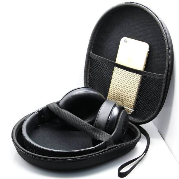 Hörlursväska för on-ear/over-ear-hörlurar, fodral, 21 x 18,5 x 6 cm, svart