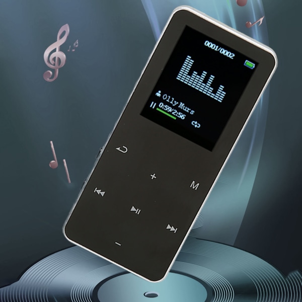 MP3-soitin 8G Bluetooth 4.2 1,8 tuuman näytön kohinanvaimennus häviötön kannettava MP4-soitin käännössanakirjalla hopea