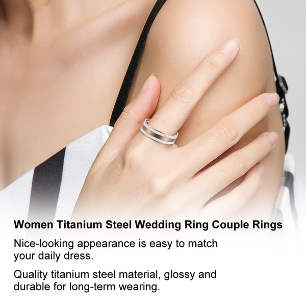 Enkla kvinnor titan stål vigselringar mode par älskare ringar (kvinnor 8 #)