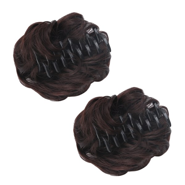 Mörkbrun Kvinnor stökigt hårbulle Högtemperaturfiber syntetiskt hårstycke Chignon