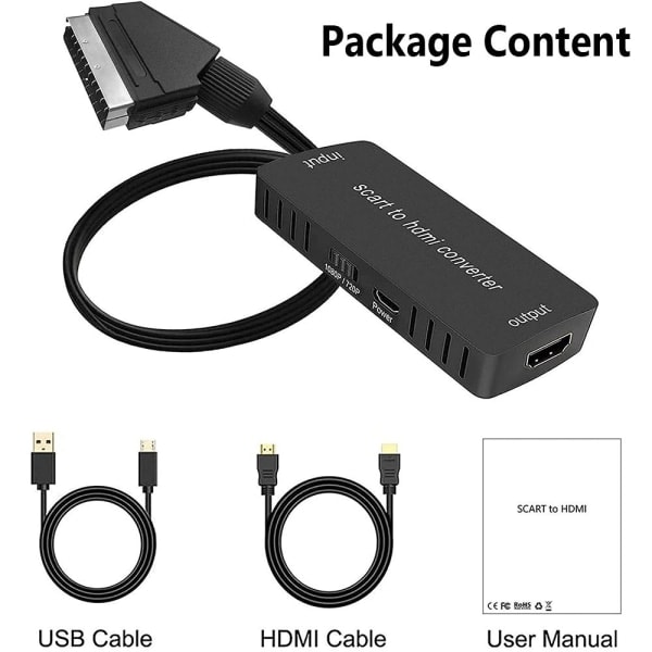 Paris_SCART till HDMI Video Ljud Adapter Konverterare