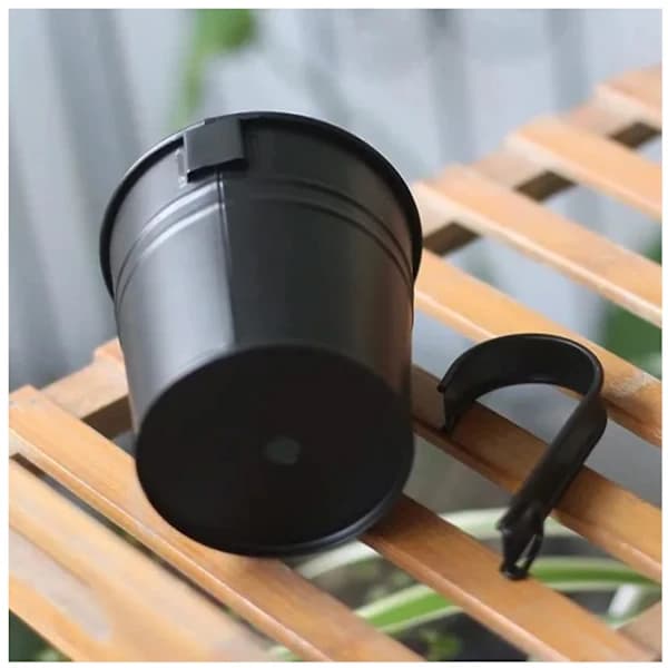 Metal Hanging Planter, Durable Flower Pot, Black, 4-Pack