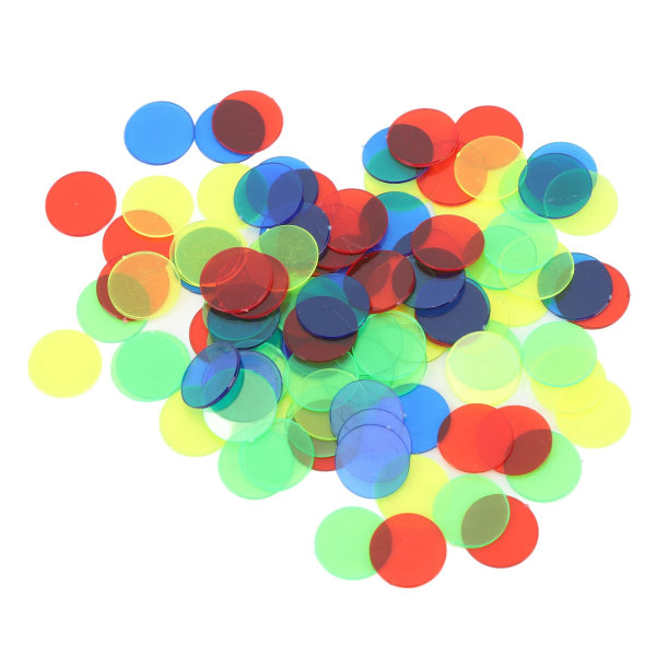 100 st Game Token Disc Genomskinlig 15 mm diameter rund 4 färger Brädspel Räkneskiva Chip