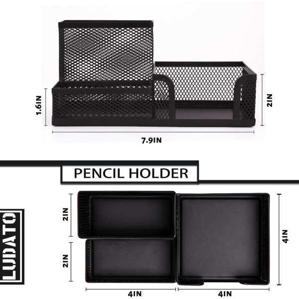 Paris Skrivebordsorganisator Mesh Penholder, 3 Rum Sort