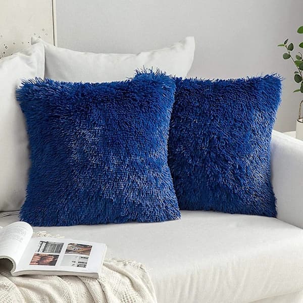 2-pak, kunstig pels plys dekorative pudebetræk stribede bløde pudebetræk til sofa soveværelse 43x43cm