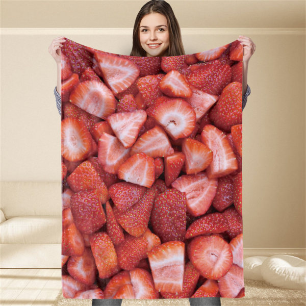 Plasteteppe Jordbærmønster Fargefast polyester Komfortabelt varmt tynt soveteppe for soverom 55,1 X 78,7 tommer