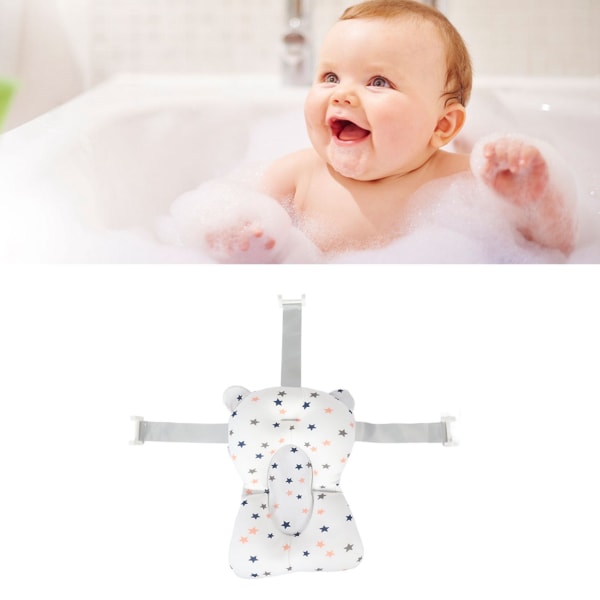 Myk støttepute for babybadekar Søt Pustende Justerbar Nyfødt badekar Flytende putematte Hvit stjernemønster