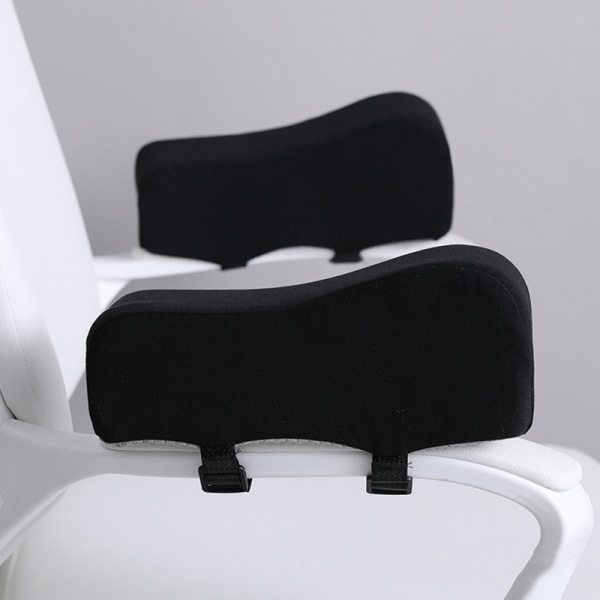 Ergonominen tuolin käsinojan pehmusteet Pelituolin käsinojan tyynyt Kyynärpäätyyny Kaareva malli tietokonepyörätuoliin Musta puuvilla Etu 10cm Taka 7cm