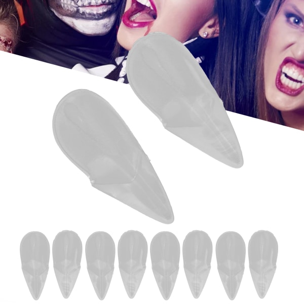 Vampire Fangs Fake Hampaat Läpinäkyvät Cosplay Party Hammasproteesit Prop-asu Halloweeniin 19mm/0.75in
