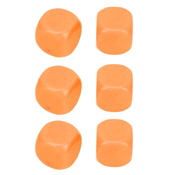 6 stk stort terningsæt Rundt hjørne plastik Vandtæt Praktisk glatte ansigtsterninger til gør-det-selv festspil Orange