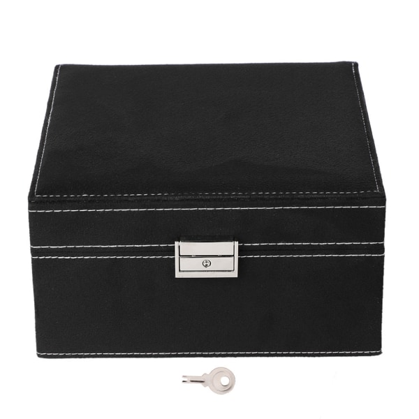 Högkvalitativ dubbelflanelett fyrkantig smyckeförvaringsboxar Case med krokar