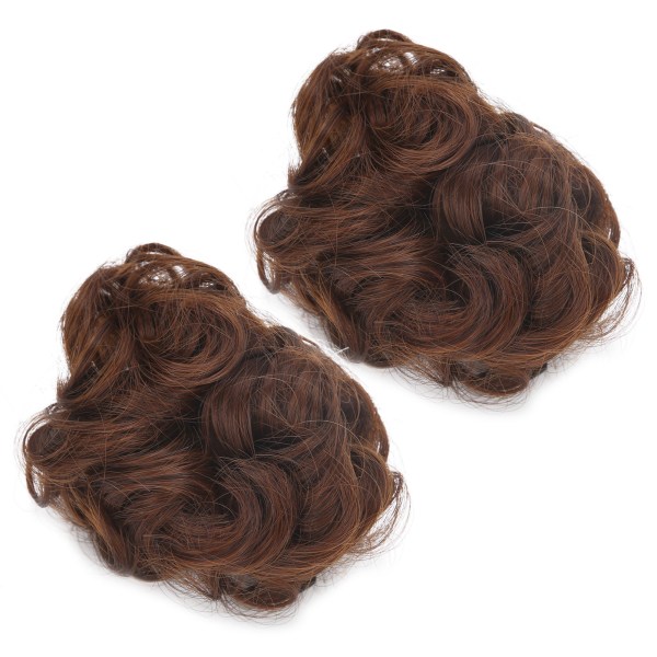 2stk lysebrun kvinner rotete hårbolle høytemperatur fiber syntetisk hårstykke Chignon