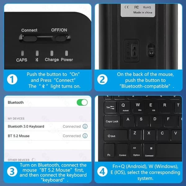Läderfodral för iPad med RGB Bluetooth-tangentbord och mus iPad 10.9/11 tum—pa