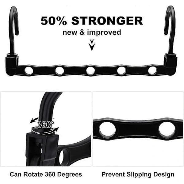 10-pack Magic Hangers Closet Hangers Organizer Storage for Clothes Space Saving in Closets Black 41CM
