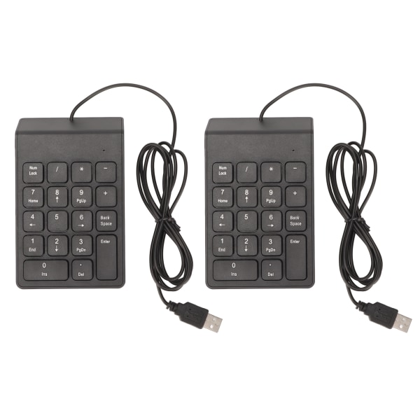 Langallinen numeronäppäimistö 18 näppäintä Ergonominen USB Plug and Play Hiljainen kirjoittaminen Mininumeronäppäimistö PC Kannettava Pöytäkone 2 kpl
