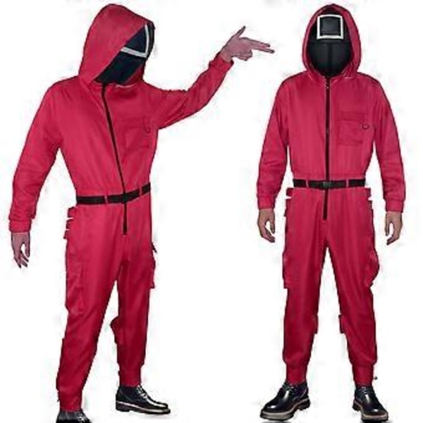 Vuxen Squid Game Kostym Cosplay Jumpsuit + Squid Game Mask Halloween Outfit Gåvor Party