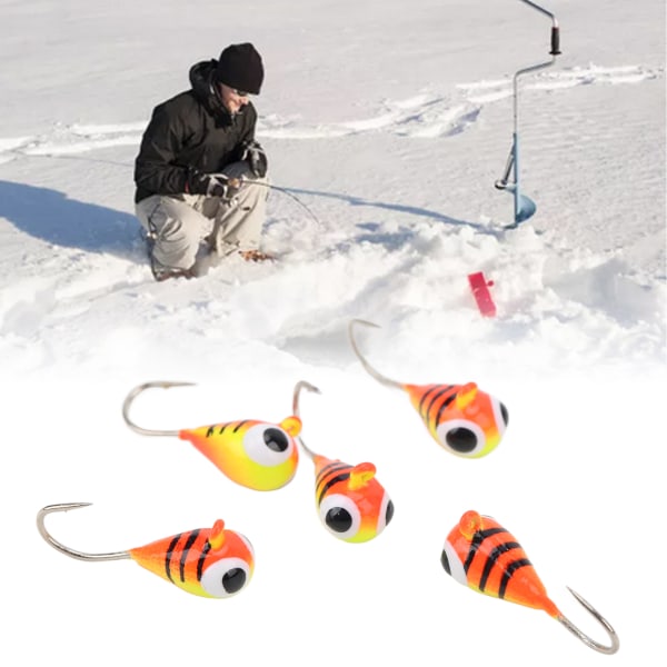 5 STK Utendørs Isfiske Jigs Kit Micro Ice Fishing Abborkroker Vinterfiske lokker 4MM
