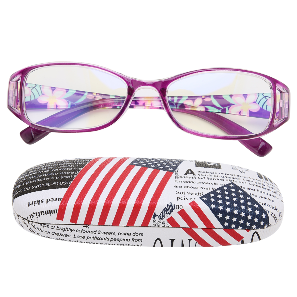 Äldre Läsglasögon Blått ljusblockerande Fashionabla glasögon Glasögon för kvinnor Lila+150
