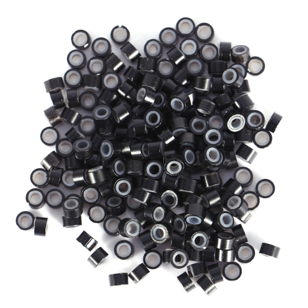 200 kpl / laukku silikonivuorattu mikrohiussulka pidennyslenkkirenkaat silmukat helmet (200 kpl musta)