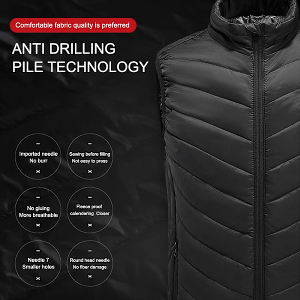 X-TIGER 9/2 Steder Oppvarmet Jakke Herre Dame USB Elektrisk Termisk Varm Jaktjakke Vinter Utendørs Camping Vandring Oppvarmet Vest 9 stk Oppvarmet 9Pcs Heated M
