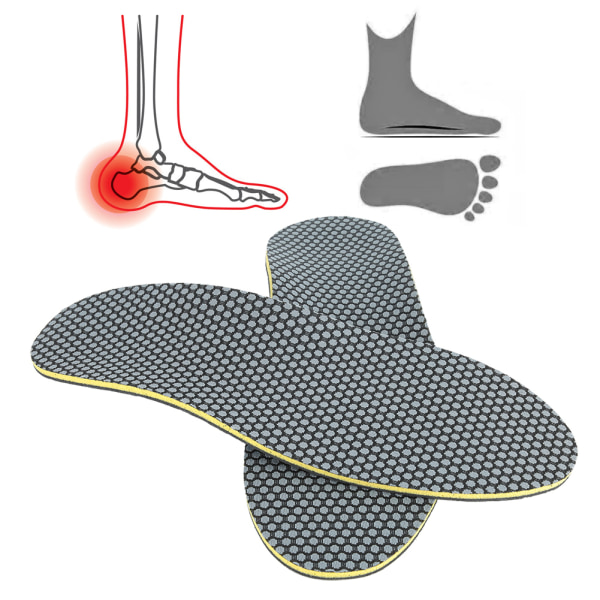Sportsbuestøtte Korrektion Fodpude Smertetræthedslindring Unisex Flatfoot Orthotic InsoleL: 45-47