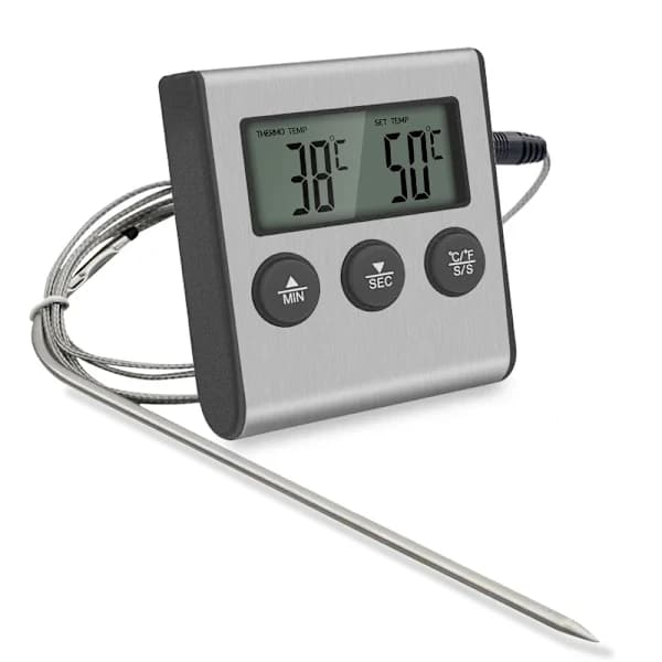 Trådløst digitalt kødtermometer med probe LCD-timer til grillovn køkkenmadlavning sort