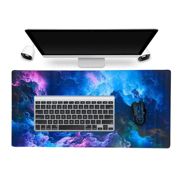 Gaming Musematte med RGB LED-lys - 90x40cm - Havbølger