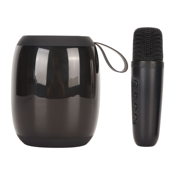 Mikrofon Bluetooth högtalare RGB-ljus Mini Karaokemaskin med enkelmikrofon för hushållsfest Svart
