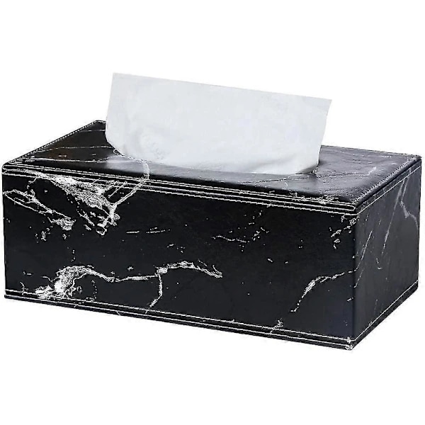 Rektangulär Tissue Box i Läder (svart marmor)