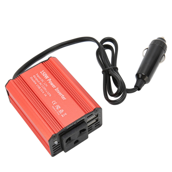 Auton power 150 W 12 V DC - 220 V AC, kaksi USB 2.1 A -lähtöä power , punainen