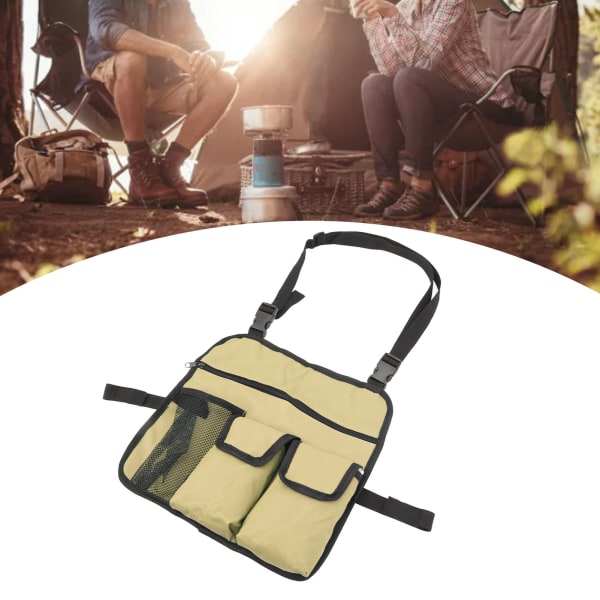 Beach Chair Armlene Bag 600D Oxford Cloth Multifunksjonell Outdoor Stol Organizer for Camping Khaki