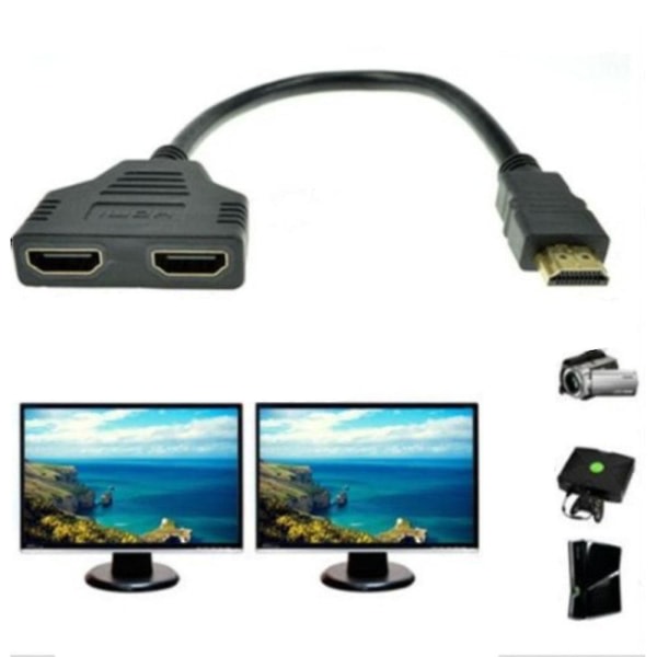 Hdmi Splitter 1 ind 2 ud 1080p HDMI-kabel HDMI hane til dobbelt HDMI hona