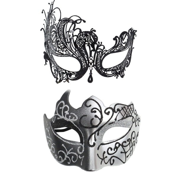 1 sæt maske til øjenbind - horn phoenix - jern sølv sæt