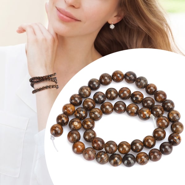 Naturlig bronzesten runde perler DIY smykker armbåndsfremstillingsværktøj 8 mm 48 stk perler
