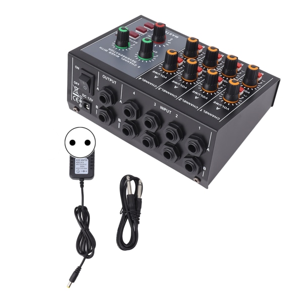 Kompakt blandet lydmixer metal 8-kanals professionelt mixerkort til hjemmet 100?240V EU-stik