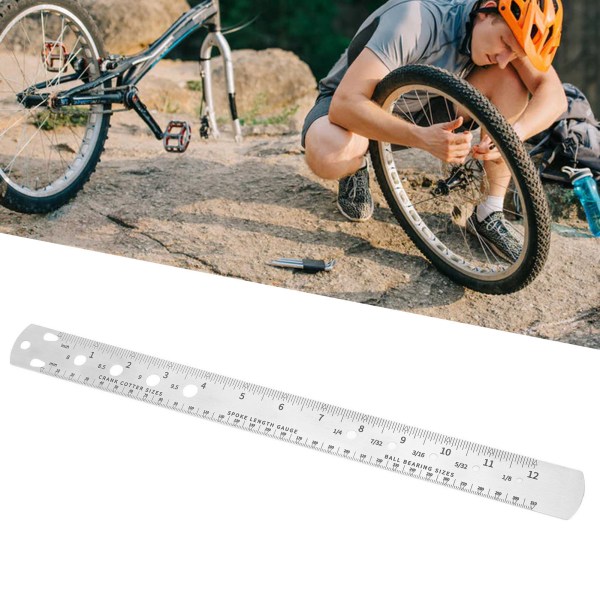 Cykeleger lineal i rustfrit stål dobbeltsidet cykelmåleværktøj til kranklåseskrue