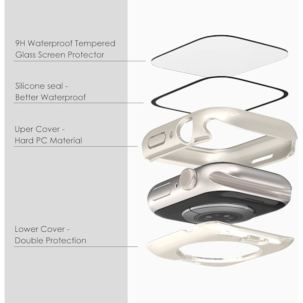 Paris_6-pak skærmbeskytter kompatibel med Apple Watch 41mm Serie 9 8 7, Hård PC Sports Beskyttende Etui til iWatch 41mm Serie 9 8 7 Mænd Kvinder