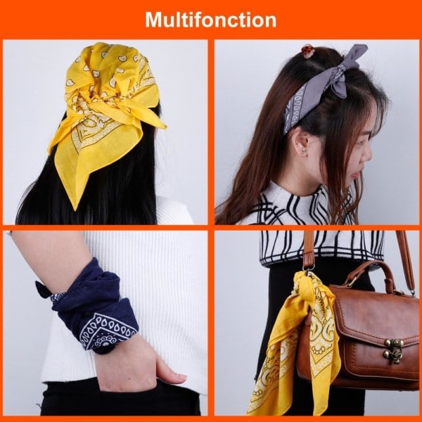 12 stk 12 Farger 54*54cm Pakke Bandana Sjal Unisex Nese-Sjal,