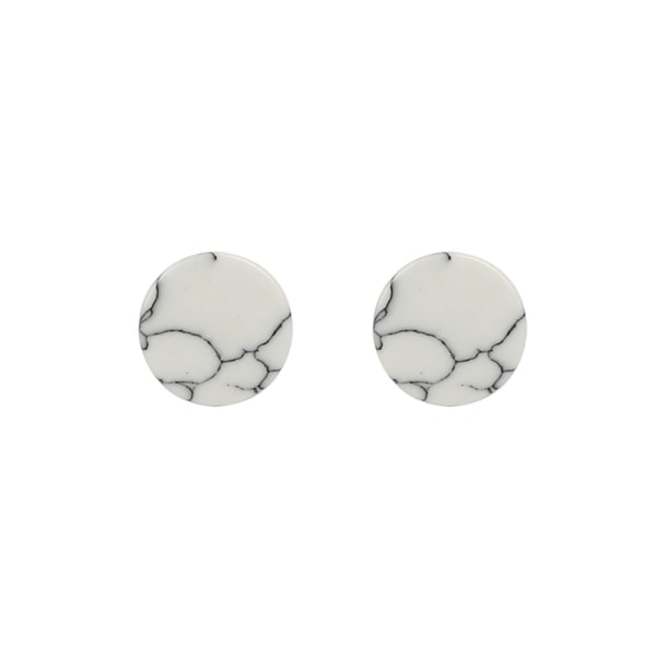 Snygga enkla marmortexturerade örhängen för kvinnor Dekorationssmycken (vita runda)