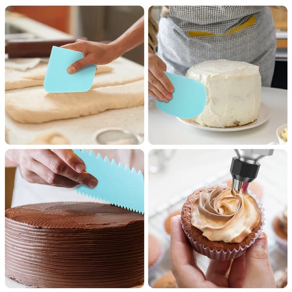 Kagedekorationssprøjtesæt med 6 dyser Glasurdispenser til cupcakes og dessertdekoration Sort